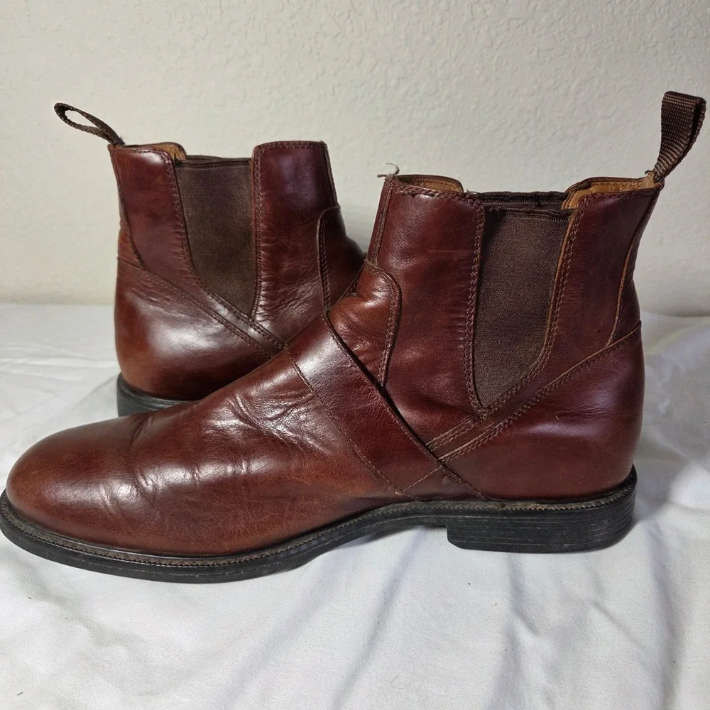 Johnston & Murphy XC4 Mens 10.5 M Leather Monk Strap Chelsea Boots Brown 20-1642
